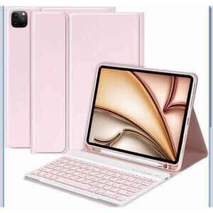 for iPad Air 11 Inch Case with Keyboard M3/M2 (2025/2024)-pink